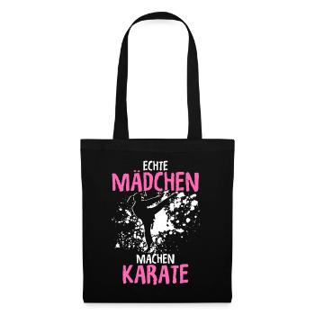 Mädchen Karate Kampfsport Geschenk - Stoffbeutel - Schwarz - Vorne