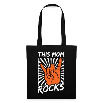 "This Mom Rocks" beste Mama, Mutter, Rock and Roll - Stoffbeutel - Schwarz - Vorne