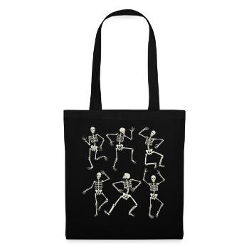 Halloween Skelett Skull Halloween Kostüm - Stoffbeutel - Schwarz - Vorne