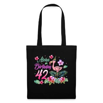 Aloha Anniversaire 42 Flamant rose Oiseau 42e anniversaire - Sac en tissu - noir - Devant