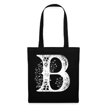 Buchstabe B Monogramm Hand gezeichnet Typografie G - Stoffbeutel - Schwarz - Vorne
