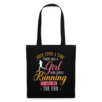 Running Runner Half Marathon Girl - Stoffbeutel - Schwarz - Vorne