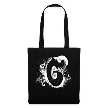 Buchstabe G Monogramm Hand gezeichnet Typografie G - Stoffbeutel - Schwarz - Vorne