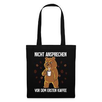 Nicht Ansprechen Vor Dem Ersten Kaffee Bär - Stoffbeutel - Schwarz - Vorne