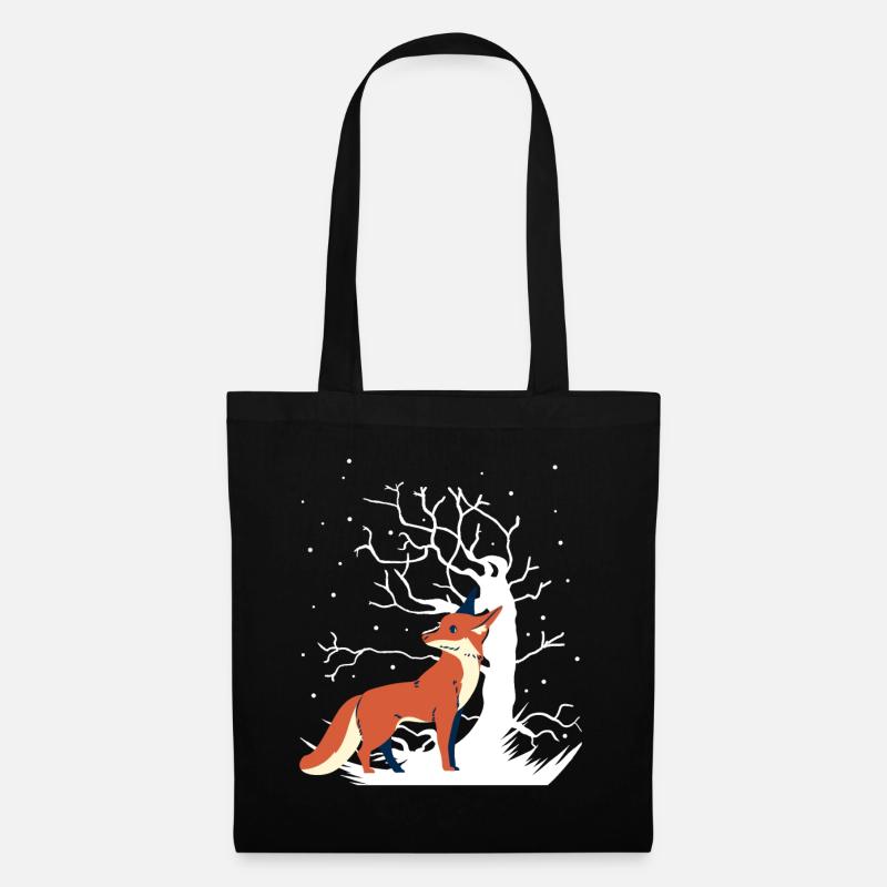 Fuchs Xmas Waldtiere Schnee Weihnachtsgeschenk - Stoffbeutel - Schwarz