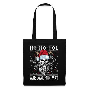Ho Ho Hol Mir Mal Ein MET Ugly Christmas Wikinger - Stoffbeutel - Schwarz - Vorne