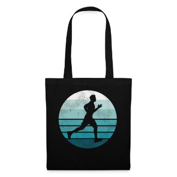 Coureur de course Semi-Marathon Rétro - Sac en tissu - noir - Devant