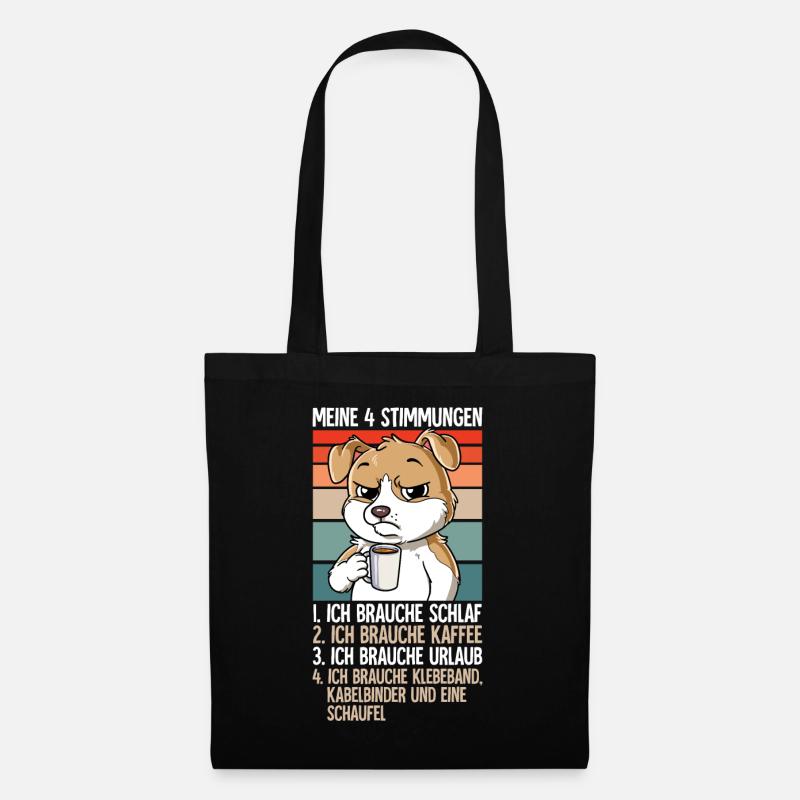 Meine 4 Stimmungen Kaffee Hund - Stoffbeutel - Schwarz