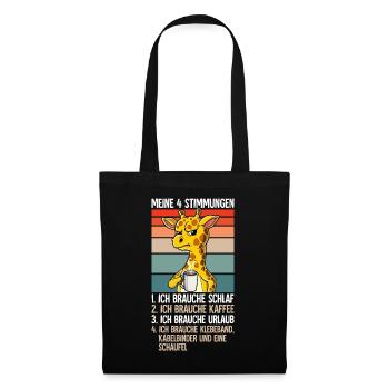Meine 4 Stimmungen Kaffee Giraffe - Stoffbeutel - Schwarz - Vorne