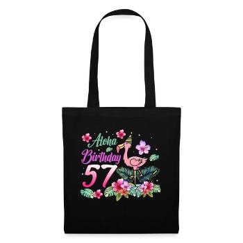 Aloha Birthday 57 Flamingo Bird 57th Birthday - Tote Bag - black - Front