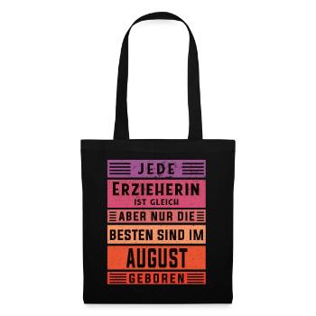 Kindergärtner Geburtstag August geboren Erzieherin - Stoffbeutel - Schwarz - Vorne