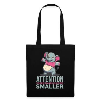 An African elephant with chocolate snacking cookie - Tote Bag - black - Front