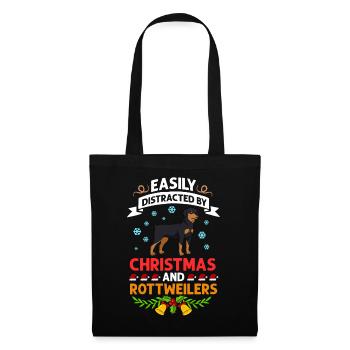 Rottweiler Hund Welpen Besitzer Halter Weihnachten - Stoffbeutel - Schwarz - Vorne