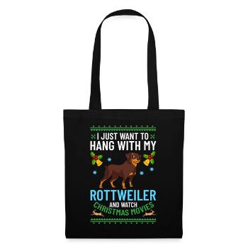 Rottweiler Hund Welpen Besitzer Halter Weihnachten - Stoffbeutel - Schwarz - Vorne