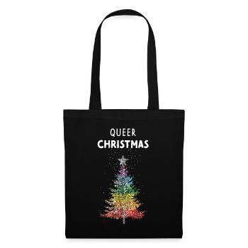 Queer Christmas Tannenbaum LGBTQ Pride Regenbogen - Stoffbeutel - Schwarz - Vorne