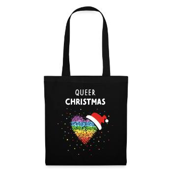 Queer Christmas Nikolaus LGBTQ Regenbogenfahne - Stoffbeutel - Schwarz - Vorne
