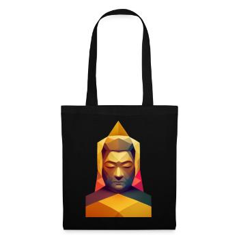 Polygon Buddha Kopf Low Poly Buddhist - Stoffbeutel - Schwarz - Vorne