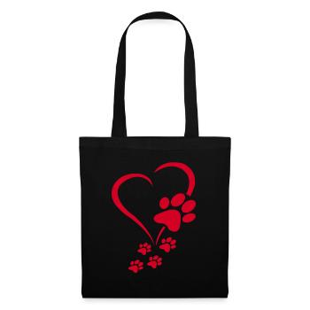 Dog Paws Hearts Baby Dogs - Dog Paw Dog Paw Print - Stoffbeutel - Schwarz - Vorne