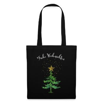 Frohe Weihnachten Weihnachtsbaum Weihnachtsstern - Stoffbeutel - Schwarz - Vorne