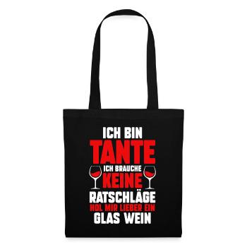 Patinntante Patin Wein Tante - Stoffbeutel - Schwarz - Vorne