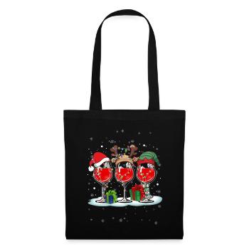 Wine Lovers Noël Chapeau de Noël Tenue Noël - Sac en tissu - noir - Devant
