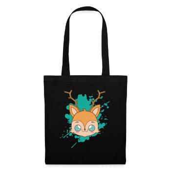 Cerf cerf dans un animal japonais de style kawaii - Sac en tissu - noir - Devant