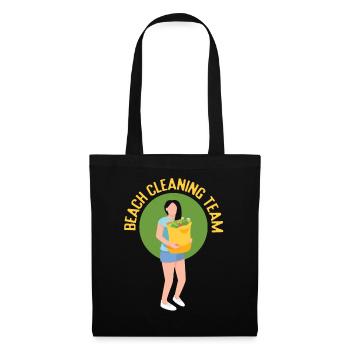 Équipe de nettoyage de plage Nettoyage de plage - Sac en tissu - noir - Devant