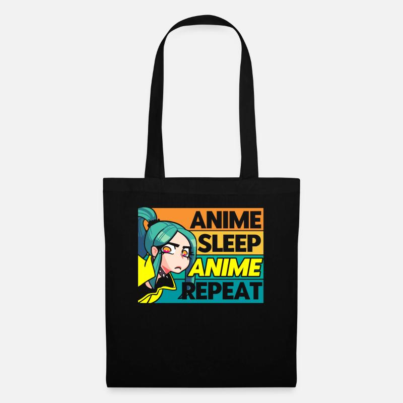 Anime Sleep Anime Repeat - Stoffbeutel - Schwarz