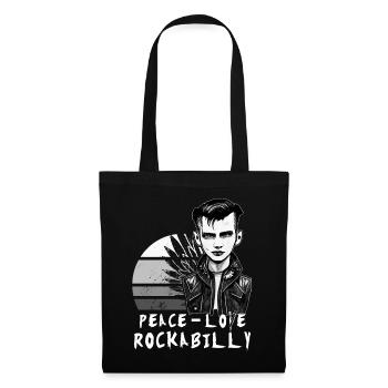 Friedensliebe Rockabilly Retro Psychobilly Greaser - Stoffbeutel - Schwarz - Vorne