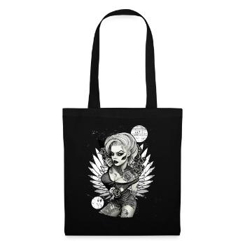 Pin auf Zombie -Mädchen dunkle Rockabilly 50er äst - Stoffbeutel - Schwarz - Vorne