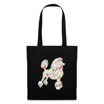 Ladies Caniche Dog Fleurs Ladies Dog Motif - Sac en tissu - noir - Devant