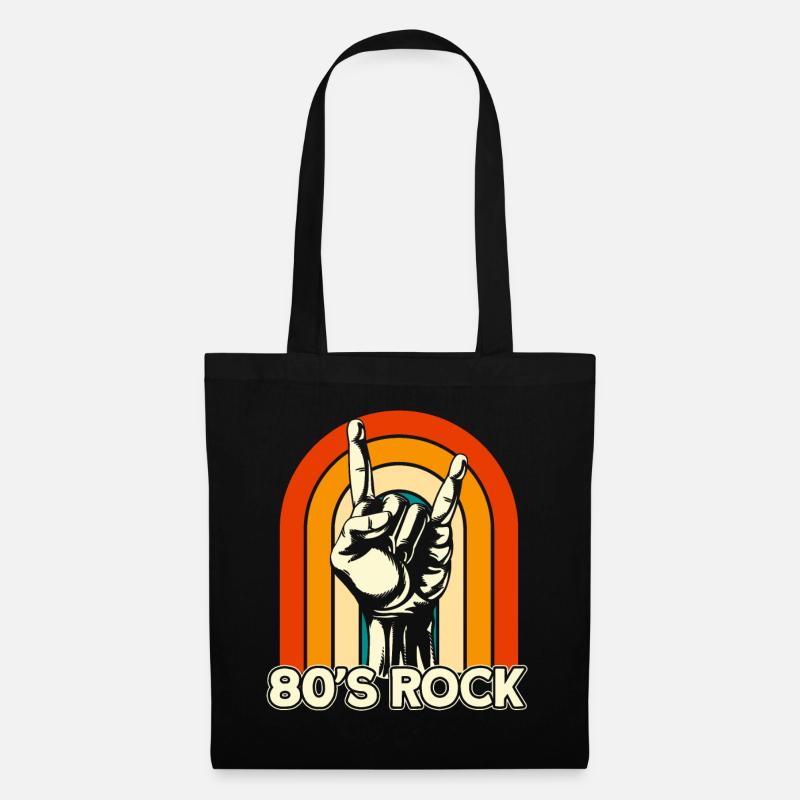 Vintage Retro 80s Rock Pommesgabel - Stoffbeutel - Schwarz