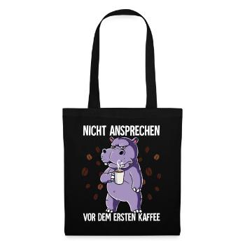 Nicht Ansprechen Vor Dem Ersten Kaffee Nilpferd - Stoffbeutel - Schwarz - Vorne