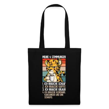 Meine 4 Stimmungen Kaffee Leopard - Stoffbeutel - Schwarz - Vorne