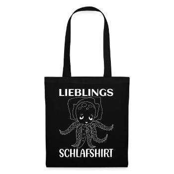 Tintenfisch Oktopus Kopffüßler - Lieblings Schlafs - Stoffbeutel - Schwarz - Vorne