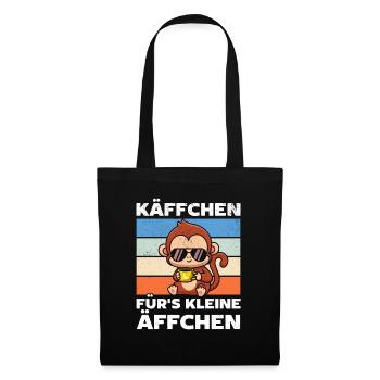 Orang-Utan Affe - Käffchen für's Kleine Äffchen - Stoffbeutel - Schwarz - Vorne