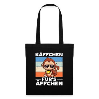 Orang-Utan Affe Lustiger Affe - Käffchen für's A - Stoffbeutel - Schwarz - Vorne