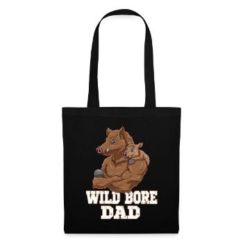 Wildschwein Vatertag Papa Vater und Baby - Stoffbeutel - Schwarz - Vorne