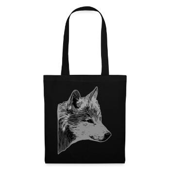 Tête de loup motif d’animal sauvage imprimé avec loup - Sac en tissu - noir - Devant