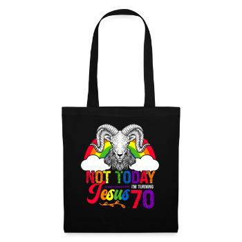 Nicht Heute Jesus Ich Werde 70 Regenbogenschaf - Stoffbeutel - Schwarz - Vorne