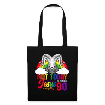 Nicht Heute Jesus Ich Werde 90 Regenbogenschaf - Stoffbeutel - Schwarz - Vorne