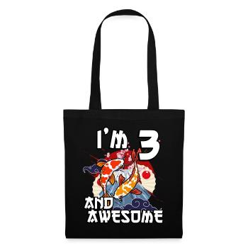 J’ai 3 ans et super carpe japonaise koi - Sac en tissu - noir - Devant