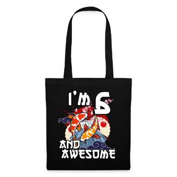 Ich Bin 6 Und Awesome Japanischer Karpfen Koi - Stoffbeutel - Schwarz - Vorne