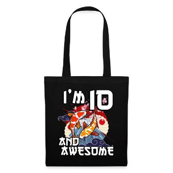 Ich Bin 10 Und Awesome Japanischer Karpfen Koi - Stoffbeutel - Schwarz - Vorne
