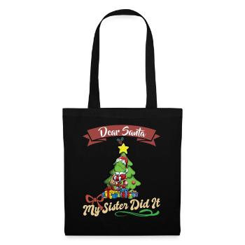 Cher Père Noël Ma sœur l’a fait frères et sœurs Noël - Sac en tissu - noir - Devant