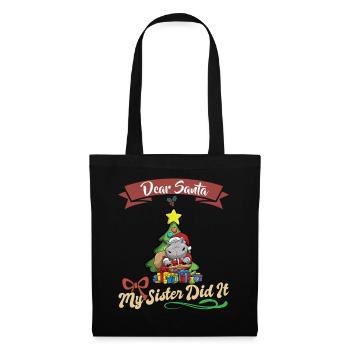 Cher Père Noël Ma sœur l’a fait frères et sœurs Noël - Sac en tissu - noir - Devant