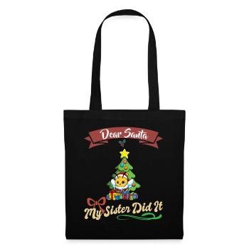 Cher Père Noël Ma sœur l’a fait frères et sœurs Noël - Sac en tissu - noir - Devant