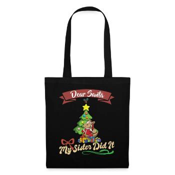 Cher Père Noël Ma sœur l’a fait frères et sœurs Noël - Sac en tissu - noir - Devant