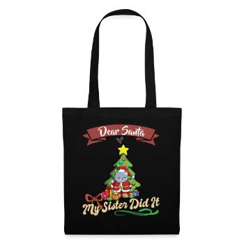 Cher Père Noël Ma sœur l’a fait frères et sœurs Noël - Sac en tissu - noir - Devant