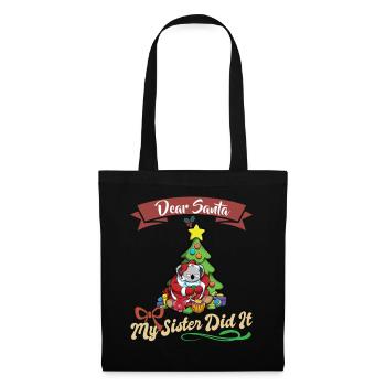Cher Père Noël Ma sœur l’a fait frères et sœurs Noël - Sac en tissu - noir - Devant